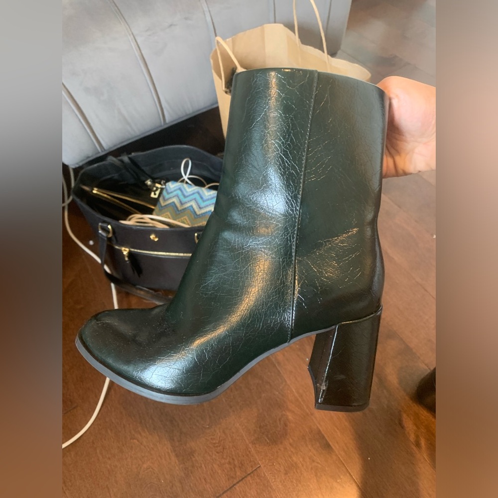 a new day Dark Green Block Heel Ankle Boots
